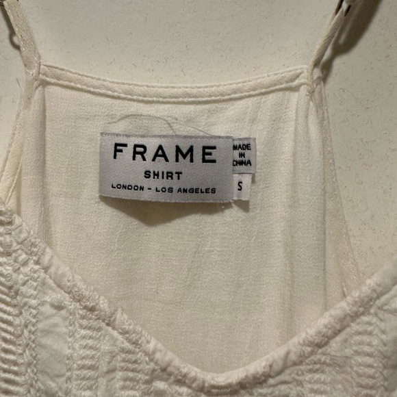 Frame White Mini Dress Sleeveless V Neck w Embroidery & Tiered Layers Size Small - Picture 3 of 5